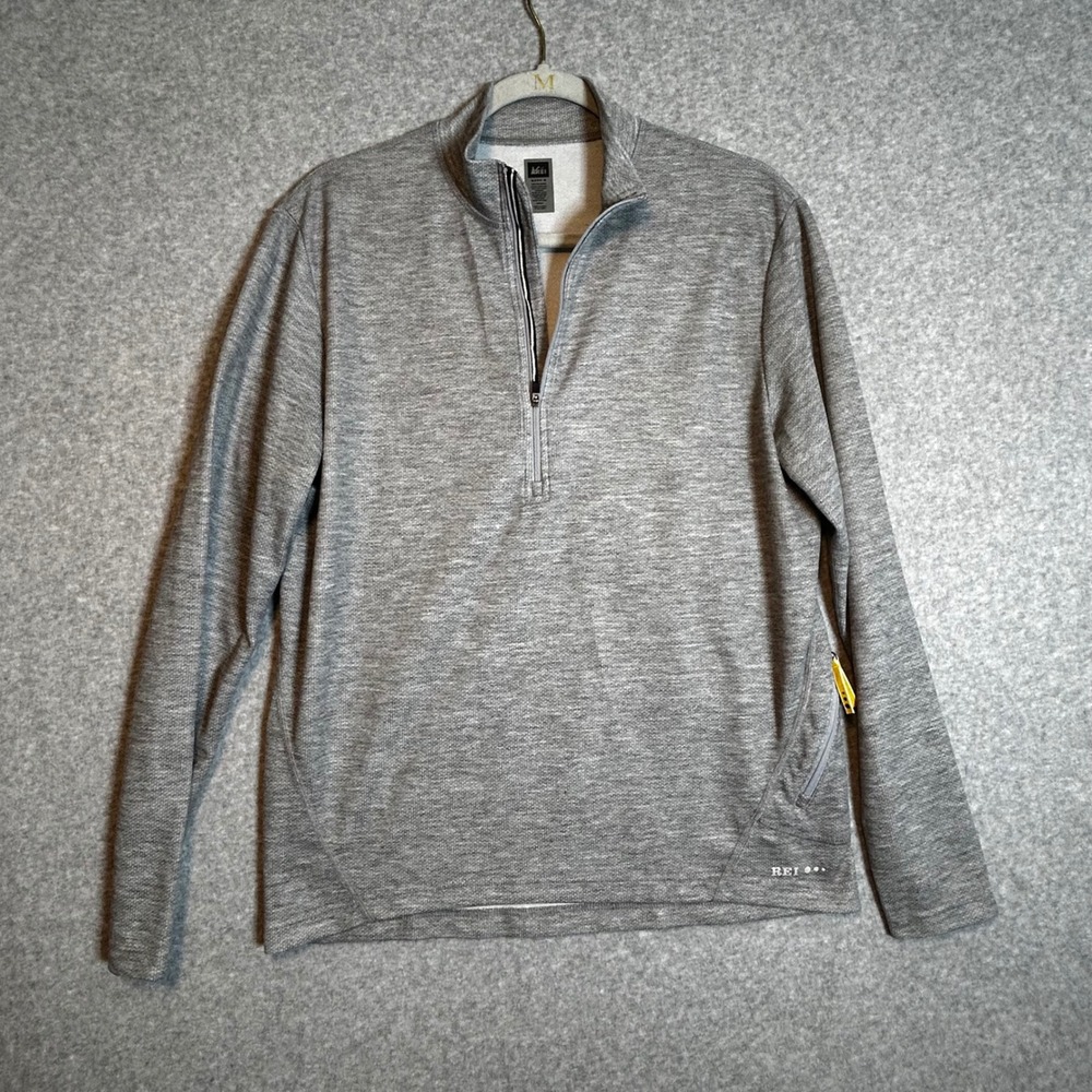 REI Quarter Zip Pullover Mens M Gray Textured Knit Gorpcore Outdoor Activewear
